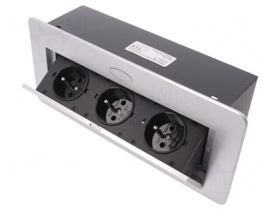 Prelungitor 3 Prize Argintiu 16A 2500W IP20 foto