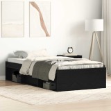 VidaXL Cadru pat fără saltea Stejar negru 90x190 cm Lemn prelucrat