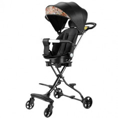 Carucior cu scaun rotativ, Negru, Sport, Pentru copii 6-36 luni, Pliabil