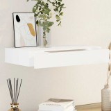Raft Suspendat Perete Alb cu Sertar, 48cm, MDF, Depozitare Cărți/DVD