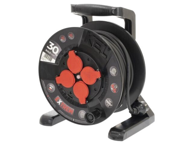 Prelungitor alimentare KEL 3x2,5mm2 4 prize 30m 16A negru
