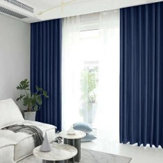 Draperie din catifea blackout cu rejansa transparenta cu ate pentru galerie, Madison, 150x225 cm, densitate 700 g/ml, Black Pearl, 1 buc