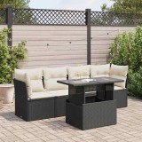 Cumpara ieftin Set mobilier de grădină cu perne, 5 piese, negru, poliratan