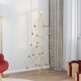 VidaXL Pom de Crăciun din metal Auriu 150 cm Oțel vopsit &icirc;n pulbere 42019183