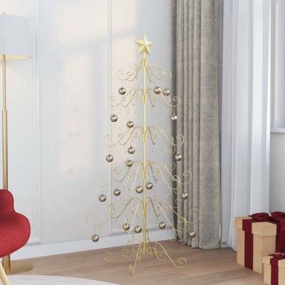 vidaXL Pom de Crăciun din metal Auriu 150 cm Oțel vopsit &amp;icirc;n pulbere 42019183 foto