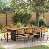 vidaXL Set de masă pentru grădină 11 pcs Negru 240 x 90 x 75 cm