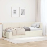 vidaXL Cadru de pat colțar cu headboard Crem 80 x 200 cm Catifea