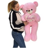 Urs roz mare de plus cu inima 1m