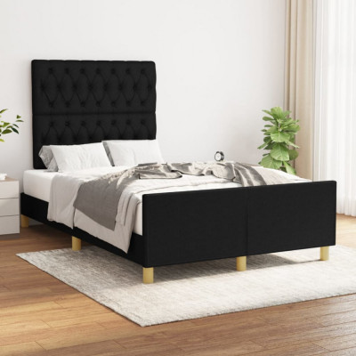 vidaXL Cadru de pat cu tăblie, negru, 120x200 cm, textil foto