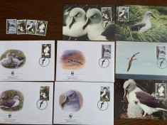 south georgia - pasari - serie 4 timbre MNH, 4 FDC, 4 maxime, fauna wwf