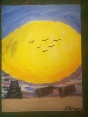 TABLOU PE PANZA CU SASIU NOU 30X40 CM PEISAJ MARIN PICTOR FLORIAN PRET 50 LEI