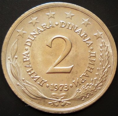 Moneda 2 DINARI - RSF YUGOSLAVIA, anul 1973 * cod 3978 = UNC foto