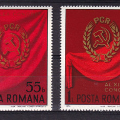 ROMANIA 1974 LP 865 CONGRESUL AL XI-lea P.C.R.SERIE MNH