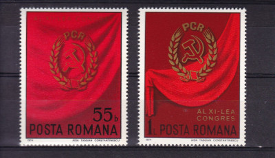 ROMANIA 1974 LP 865 CONGRESUL AL XI-lea P.C.R.SERIE MNH foto