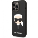 Husa MagSafe pentru Apple iPhone 14 Pro, Karl Lagerfeld, Liquid Silicone Karl Head, Neagra