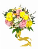 Buchet de flori Eventissimi - Bujori, Hortensii, Orhidee si Plante Uscate, Multicolor, Eventissimi&reg;