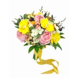 Buchet de flori Eventissimi - Bujori, Hortensii, Orhidee si Plante Uscate, Multicolor
