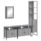 Set mobilier de baie, 4 piese, gri sonoma, lemn prelucrat