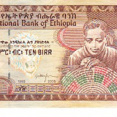 M1 - Bancnota foarte veche - Etiopia - 10 birr - 2006