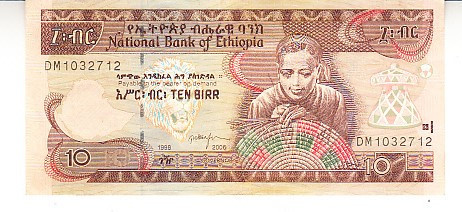 M1 - Bancnota foarte veche - Etiopia - 10 birr - 2006