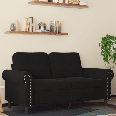 vidaXL Canapea cu 2 locuri, negru, 120 cm, catifea 359524 foto