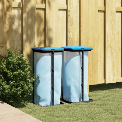 vidaXL Suporturi saci de gunoi, 2 buc., negru și albastru, 60 L, PP foto