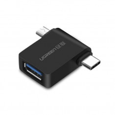 Adaptor 2 in 1 UGREEN OTG USB-A 3.0 - USB-C/Micro-USB Black foto
