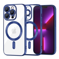 Husa MagSafe pentru Apple iPhone 13 Pro, Techsuit, Luxury Crystal, Albastra foto