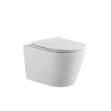 Set Vas WC Suspendat, Model LX-1905, Fara Rama, Rimless, Iesire Orizontala P-Trap, Dimensiuni 525 x 360 x 320 mm, Alb, Ceramica, Capac cu Inchidere Le