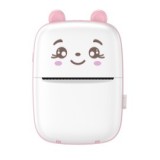 Mini Imprimanta Foto Portabila, Flippy, Incarcare USB, Bluetooth, Model Ursulet, Alb Roz
