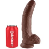 King Cock-Dildo 22.9 Cm Maro cu Testicule-Ventuza