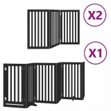 Cumpara ieftin Poarta caini pliabila cu usa 12 panouri negru 600 cm, lemn plop
