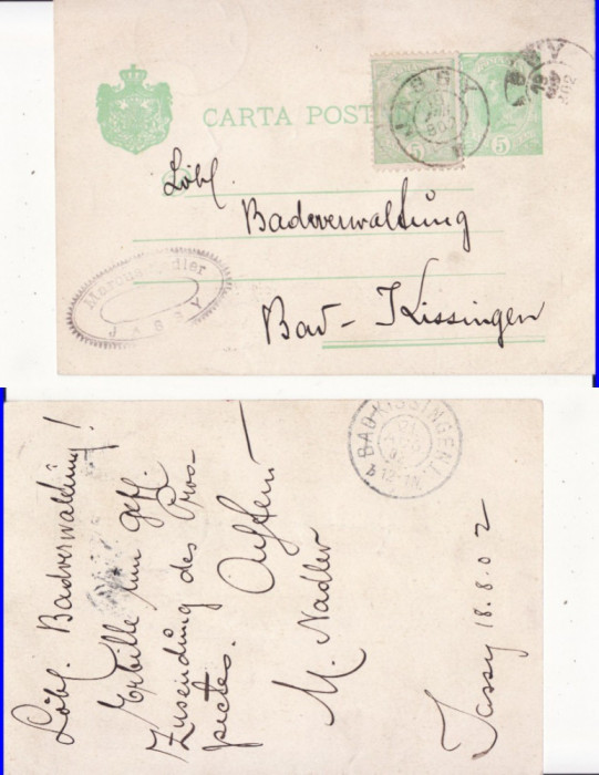 Carte Postala -circulata Iasi Germania 1902