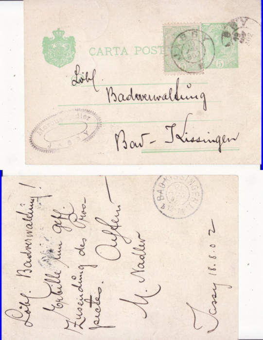 Carte Postala -circulata Iasi Germania 1902