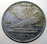 2.321 ITALIA WWII VITTORIO EMANUELE III 50 CENTESIMI 1941 R MAGNETICA, Europa
