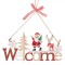 Decorațiune Suspendabilă de Crăciun, Tablă Cu Moș Crăciun, Ren, Fulgi și Glitter, 22 cm