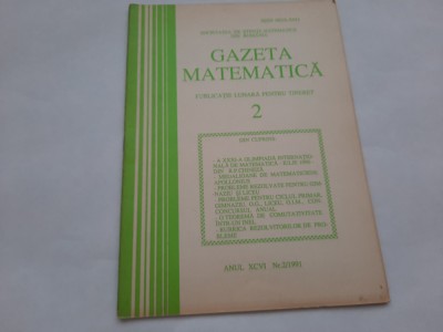 GAZETA MATEMATICA NR 2- 1991 RF1 foto