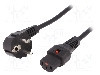 Cablu alimentare AC, 3m, 3 fire, culoare negru, CEE 7/7 (E/F) &amp;#351;tecar in unghi, IEC C13 mama, IEC LOCK - IEC-EL234S