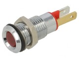 Lampă LED plată roşie &Oslash;8mm 2VDC metal