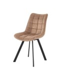Scaun de living si bucatarie cu cadru metalic, HM K332, ergonomic, stofa velvet, 84x46x61 cm, 100 Kg, Bej