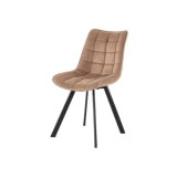 Scaun de living si bucatarie cu cadru metalic, HM K332, ergonomic, stofa velvet, 84x46x61 cm, 100 Kg, Bej