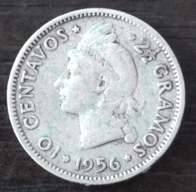 Moneda - Republica Dominicana - 10 Centavos 1956 - Argint foto