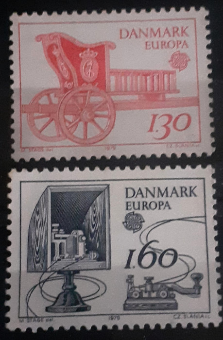 Danemarca 1979 Europa Cept, caruta postala , telegraf , 2v. Mnh