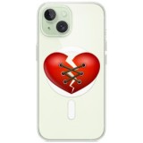 Husa personalizata apple iphone 15 plus, magsafe, stitched heart