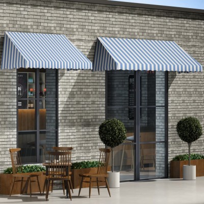 vidaXL Copertină de bistro, albastru și alb, 400 x 120 cm 143725 foto