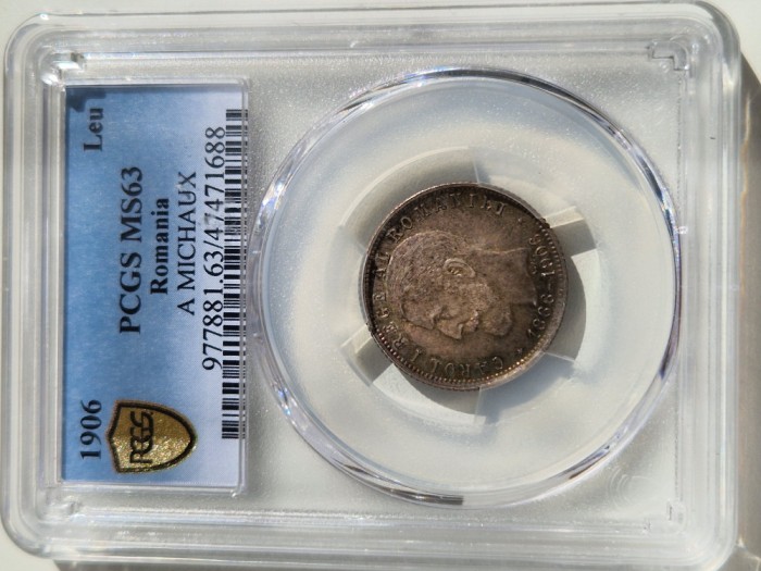 1 Leu 1906 MS 63 (UNC) luciu batere