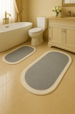 Cumpara ieftin Set Covorase de Baie 2 Piese , Model Clasic Elegant, Franjuri Albe