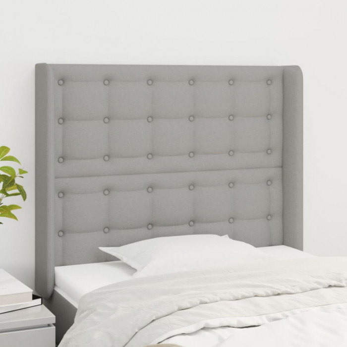 vidaXL Tăblie de pat cu aripioare gri deschis 83x16x118/128 cm textil