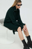 Cumpara ieftin G-Star Raw rochie din amestec de lana culoarea verde, mini, oversize