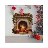 Cumpara ieftin Sticker/Autocolant Craciun Semineu cu lemne 30x60cm - 654953